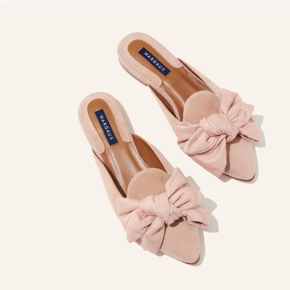 Margaux Bow Mules: Rose Seude